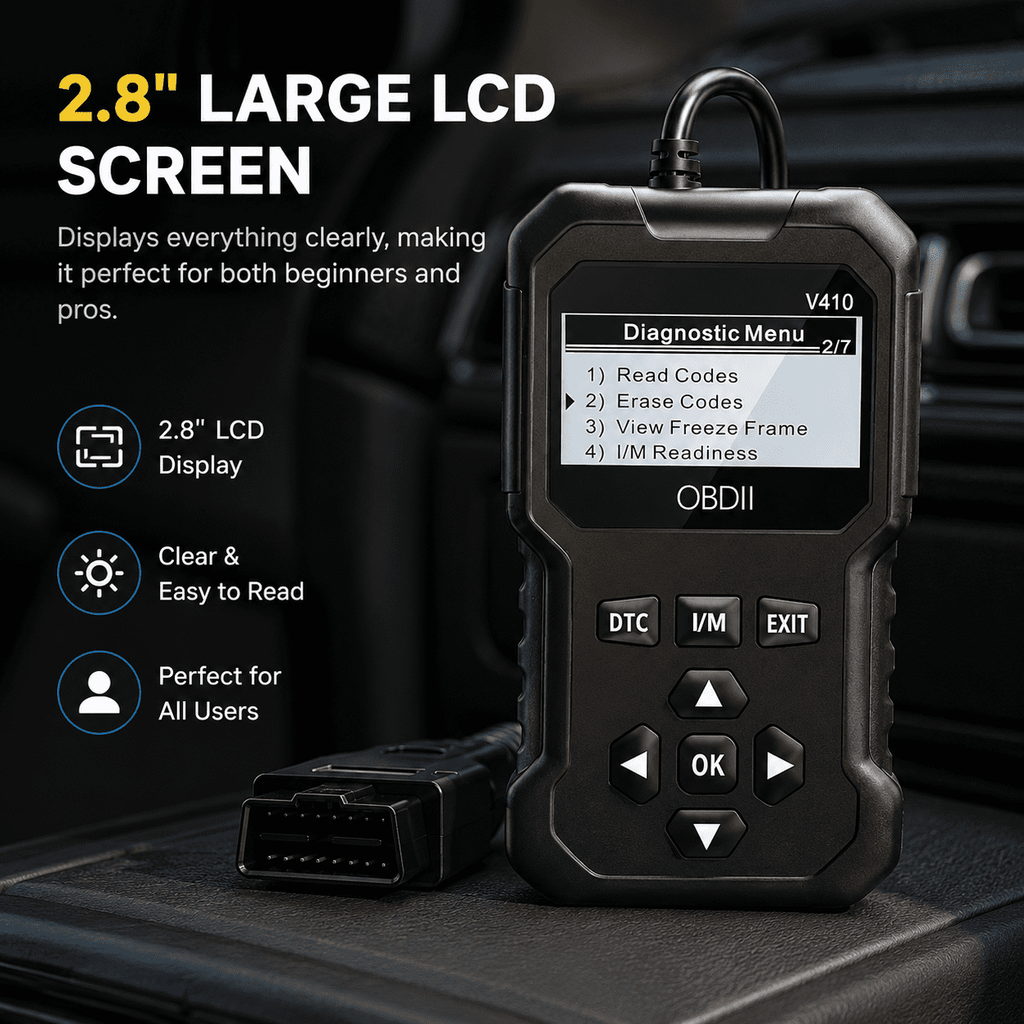 Professional OBD2 Scanner, Car Scanner Diagnostic Tool: Engine Fault Code Reader Scan Tool with Live Data/Freeze Frame for All OBDII Cars After 1996,Black