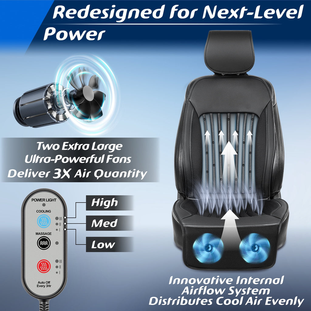 Paffenery Cooling and Heated Seat Cover Front Seat, 12V-24V Ventilated Cooling Car Seat Cushion, Cooled Seat Cover for Car SUV Truck Universal Fit, Fashion Black