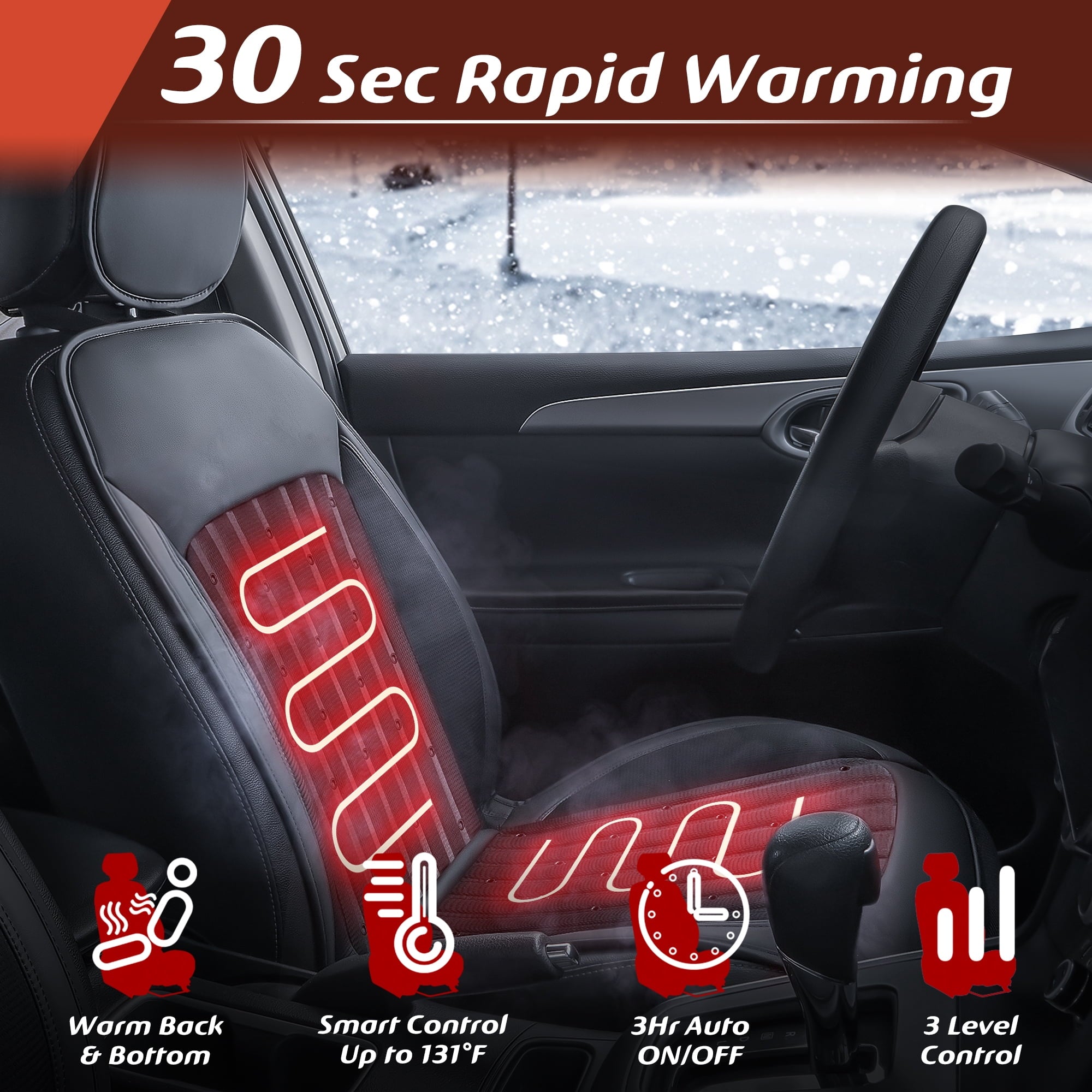 Paffenery Cooling and Heated Seat Cover Front Seat, 12V-24V Ventilated Cooling Car Seat Cushion, Cooled Seat Cover for Car SUV Truck Universal Fit, Fashion Black