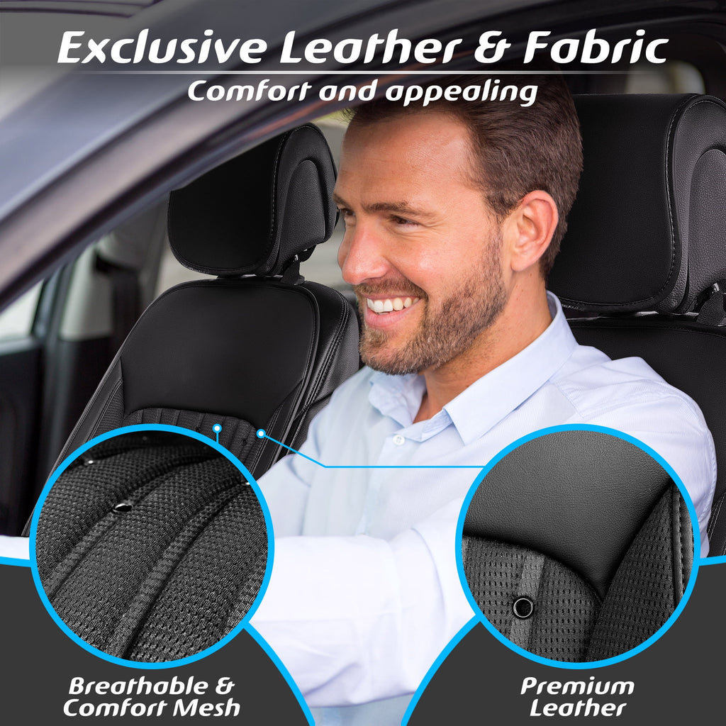 Paffenery Cooling and Heated Seat Cover Front Seat, 12V-24V Ventilated Cooling Car Seat Cushion, Cooled Seat Cover for Car SUV Truck Universal Fit, Fashion Black