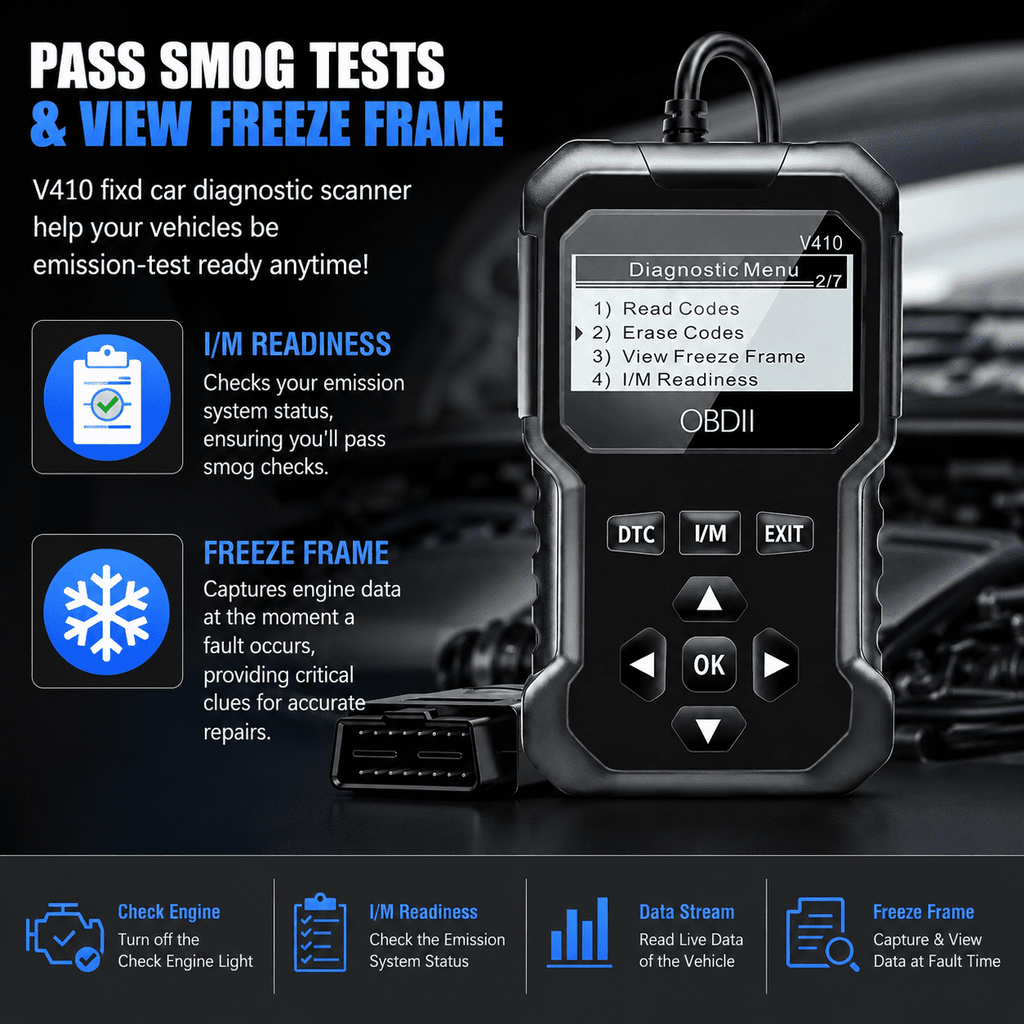 Professional OBD2 Scanner, Car Scanner Diagnostic Tool: Engine Fault Code Reader Scan Tool with Live Data/Freeze Frame for All OBDII Cars After 1996,Black