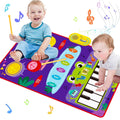 Richgv Upgraded Baby Toys for 1 Year Old Boys Girls, 2 in 1 Musical Toys Toddler Piano & Drum Mat with 2 Sticks, Learning Floor Blanket Gifts for 1 2 3 4 Year Boy Girl for Birthday Christmas