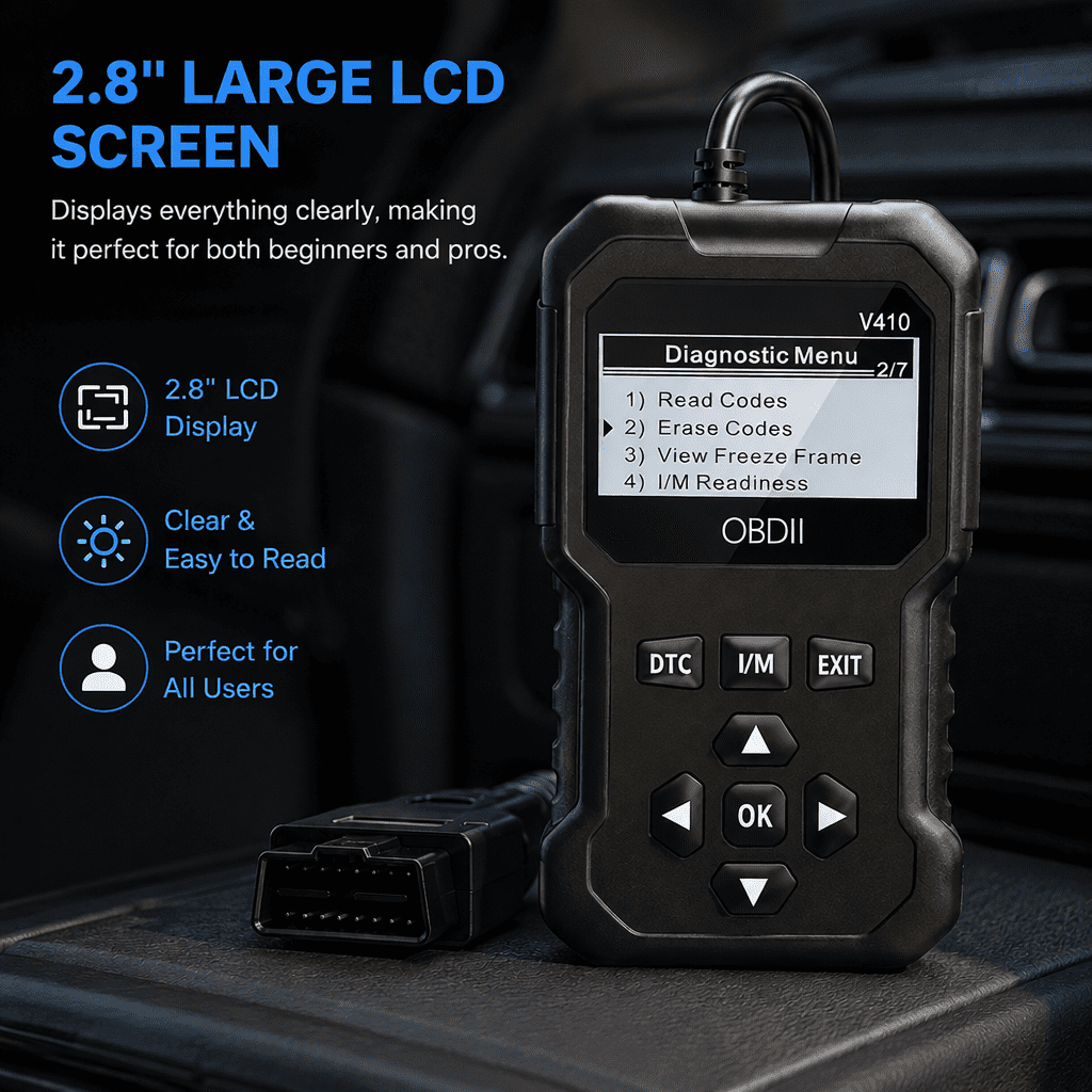 Professional OBD2 Scanner, Car Scanner Diagnostic Tool: Engine Fault Code Reader Scan Tool with Live Data/Freeze Frame for All OBDII Cars After 1996,Black